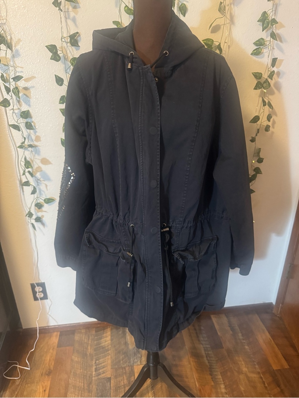 torrid Black Hooded Drawstring Utility Parka